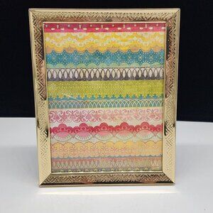 Vintage Inspired Gold Tone Metal Picture Frame Embossed Leaf Pattern 6.5x8.5